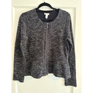 NWT Women's Chico's Tierra Tweed Cardigan Sweater in Ink Size 1 (Medium 8-10)